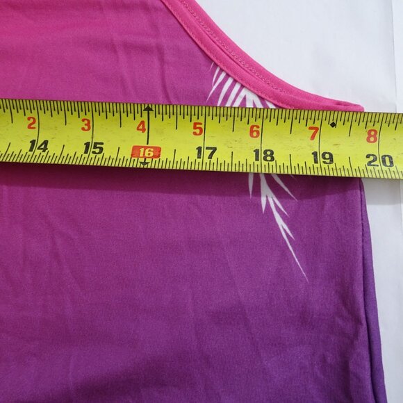 Emery Rose High Neck A-line Shift Dress Women Size XL Pink Purple Ombre Tropical - Picture 6 of 8